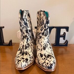 Myra Bag Monochrome Ankle Booties with Teal Accent